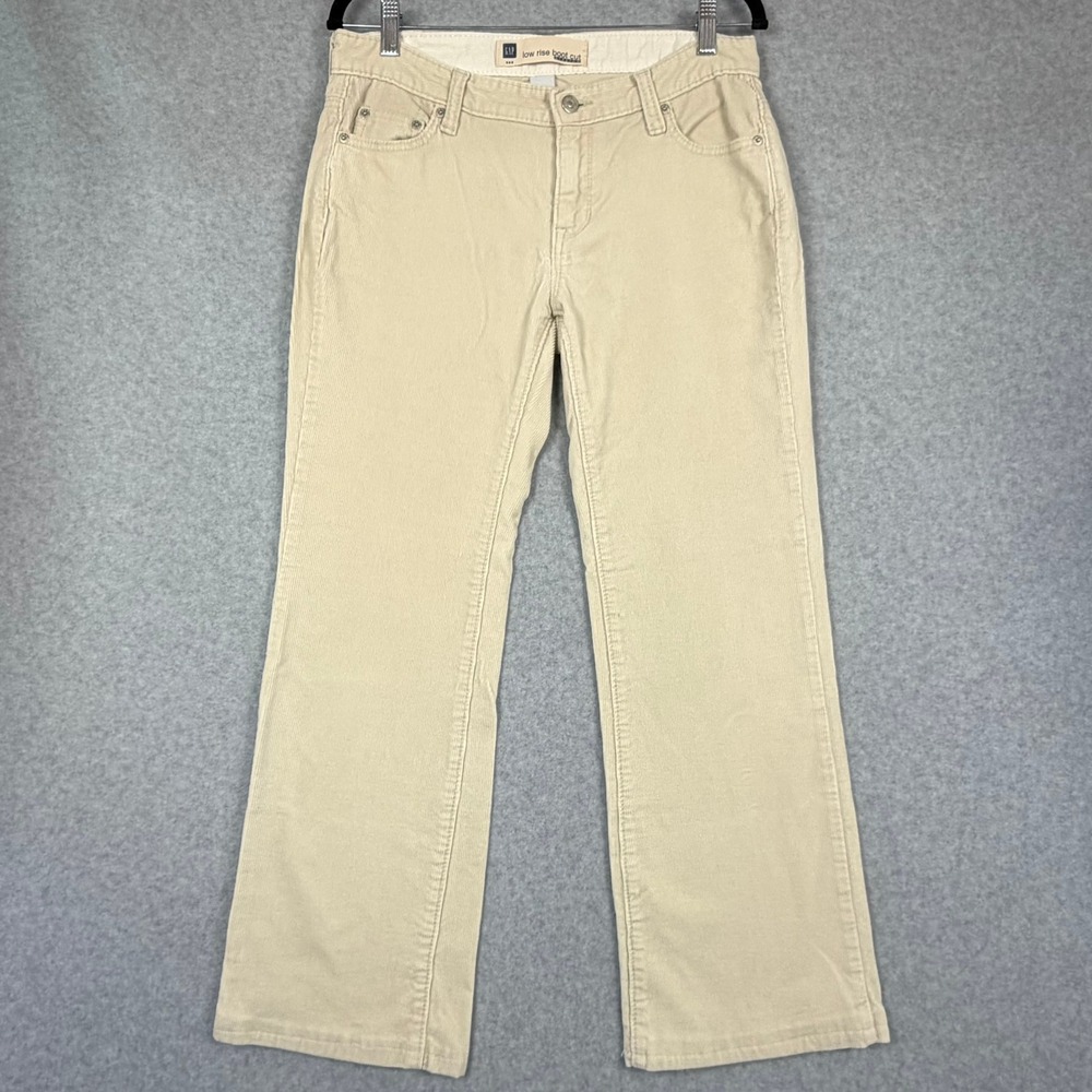 Gap Womens Low Rise Boot Cut Corduroy Pants Tan Beige Stretch Cords Size 6